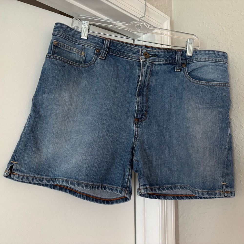 Ralph Lauren Saturday Jean Shorts - Side Hem Slit - Size 14 - Medium Indigo
